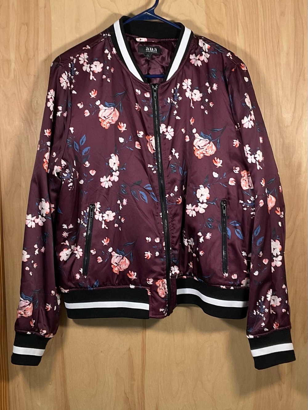 A.N.A. Floral Puffer Bomber Zip Up Street Jacket - Like New